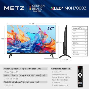 Metz 32 QLED TV, HDR10, Dolby Audio, TV met triple-Tuner..., Verzenden, Nieuw