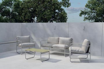 Stoel-Bank-Tafel-Loungeset-Ploff-Beige-Staal-The-Outsider, Verzenden, Nieuw