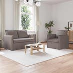 vidaXL Bankstel 2 pcs Taupe 136 x 82 x 85 cm Stof, Huis en Inrichting, Banken | Bankstellen, Verzenden, Nieuw, Stof, Minder dan 150 cm