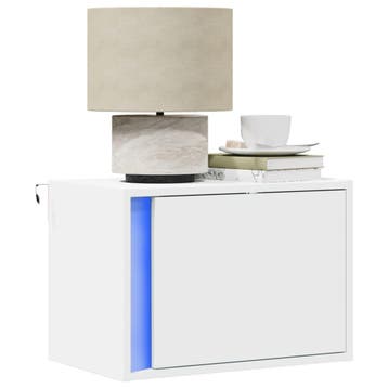 vidaXL Nachtkastje met LED-verlichting wandgemonteerd wit, Minder dan 45 cm, Verzenden, Nieuw, Minder dan 55 cm