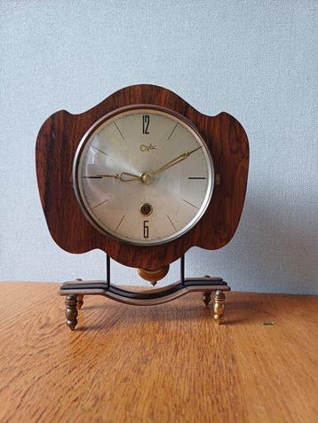 Tafelklok - orfac - Vintage hout / messing - 1950-1960 -