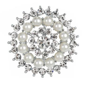 Fako Bijoux - Broche - Parel Kristal Merel - 35x35mm -, Verzenden, Nieuw