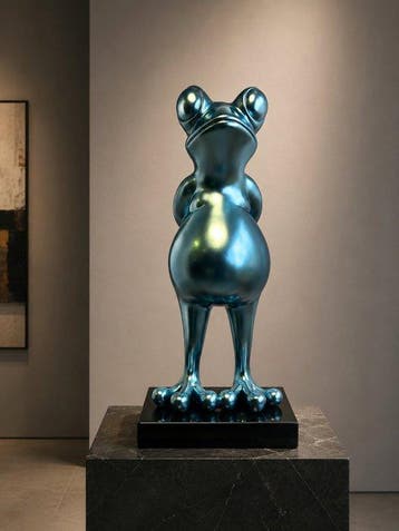 sculptuur, XL Design Sculpture “Frog” – Hand-Coloured, Antiek en Kunst