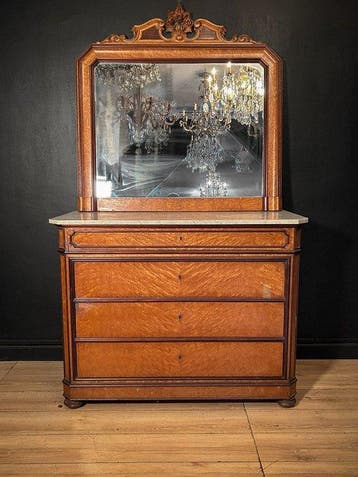 Commode - Hout, Glas, Marmer
