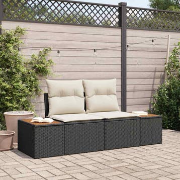 vidaXL Tuinbank Zwart 184 x 62 x 85cm poly rattan, Verzenden, Nieuw, Rotan