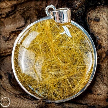 Natuurlijke rutielkwarts kristal hanger 925 zilver, 92,8%, Verzamelen