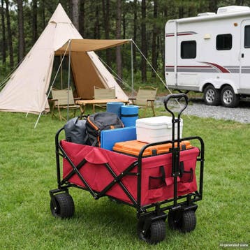 vidaXL Vouwbare winkelwagentje met remmen Rood 89 x 63 x 96, Verzenden, Nieuw