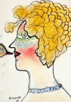 Corneille (1922-2010) - Profile portrait of a woman with a