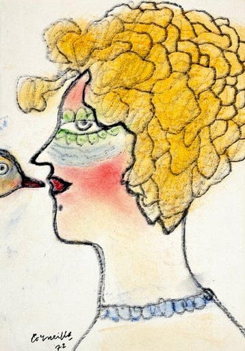 Corneille (1922-2010) - Profile portrait of a woman with a