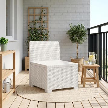 vidaXL Eénpersoons Tuinbank Rattan Look PP Wit, Verzenden, Nieuw