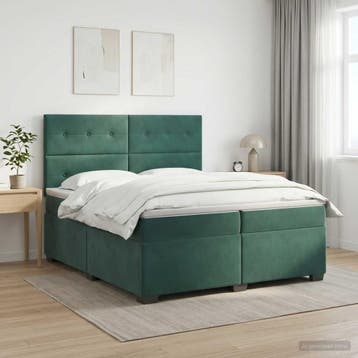 vidaXL Boxspringbed met matras Donkergroen 200 x 200 cm, Verzenden, Stof, Groen, Nieuw