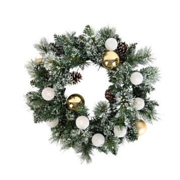 Kerst krans wit met goud 45cm incl. LED met timer - Jack, Huis en Inrichting, Lampen | Overige, Verzenden, Nieuw
