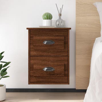 vidaXL Nachtkastjes 2 st wandgemonteerd 41,5x36x53 cm bruin, Huis en Inrichting, Slaapkamer | Nachtkastjes, Minder dan 45 cm, Verzenden