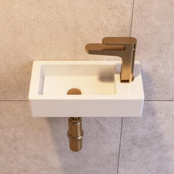 Wastafel - Keramiek - 37x18 cm - Wit - DeerValley, Verzenden, Zo goed als nieuw