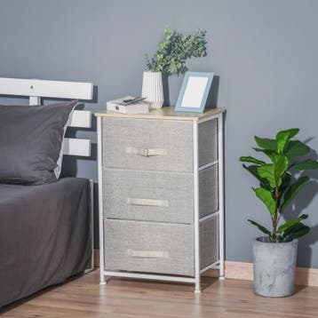 Homcom 3-Laden Stoffen Commode - Moderne Opbergkast met Stal, Verzenden, Nieuw