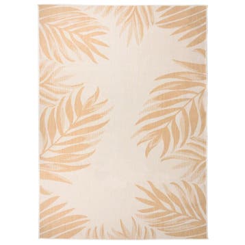 vidaXL Buitenkleed met bladpatroon platgeweven 200x280 cm, Verzenden, Nieuw, Geel