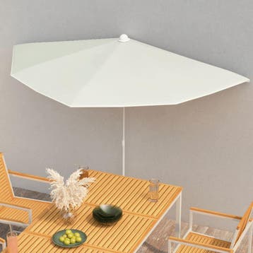 vidaXL Parasol half met paal 180x90 cm zandkleurig, Verzenden, Nieuw, 1 tot 2 meter