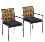 2 Zwarte Tuinstoelen – Terrasstoelen, weerbestendig, modern, Verzenden, Nieuw, Rotan