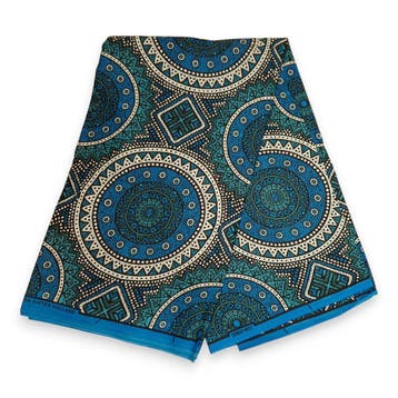 Afrikaanse wax print stof - Blauw en Petrol Sacred Circle Pa, Ophalen of Verzenden, Nieuw