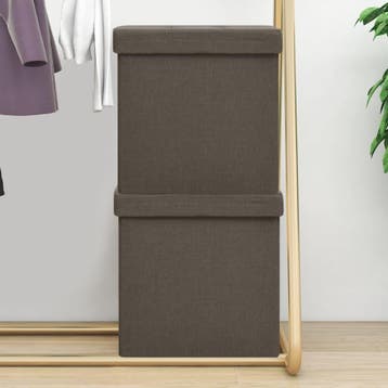 vidaXL Opbergkrukken inklapbaar 2 st kunstlinnen bruin, Verzenden, Nieuw, Bruin