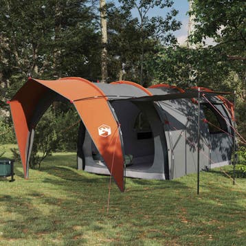 vidaXL Tunneltent 6-persoons Grijs en Oranje, Verzenden, Nieuw, Tot en met 2