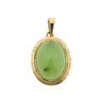 Gouden hanger met Jade (Hanger of bedel), Ophalen of Verzenden, Gebruikt, Goud, Overige merken
