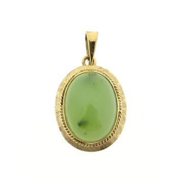 Gouden hanger met Jade (Hanger of bedel), Ophalen of Verzenden, Gebruikt, Goud, Overige merken