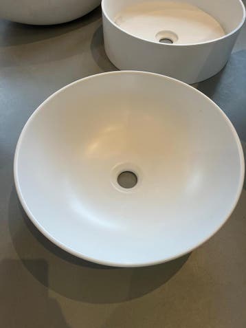 Witte solid surface waskom Ø39 cm – strak en modern, 14 cm h, Nieuw