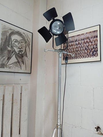 Staande lamp - Vintage reflectorlamp - Aluminium, Messing,