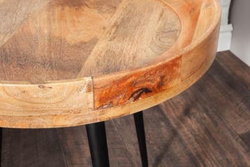 Stevige bijzettafel PURE NATURE 45cm naturel mangohout rond, Ophalen of Verzenden, Nieuw
