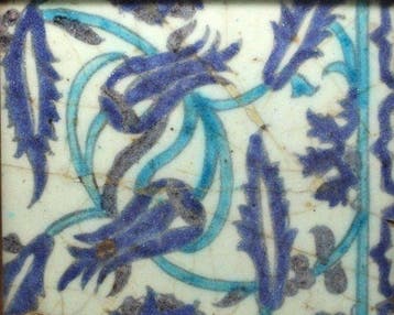 Iznik-tegel met tulpenontwerp - Keramiek - Midden-Oosten -, Antiek en Kunst, Kunst | Niet-Westerse kunst