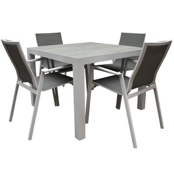 New Valley Fresno dining tuinset 100x100xH74 cm 5 delig, Ophalen of Verzenden, Nieuw