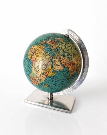 Terrestrial table globe - 1950s Columbus-Schöler Rollglobus