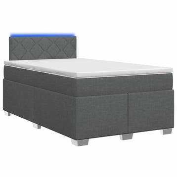 vidaXL Boxspring Bed met Matras en LED Donkergrijs 120 x 190, Huis en Inrichting, Slaapkamer | Bedden, Verzenden, Nieuw, Grijs