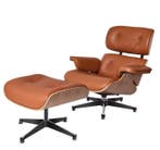 Draaibare Lounge Fauteuil Nordic – Walnoothout; Koeienleer, Verzenden, Nieuw