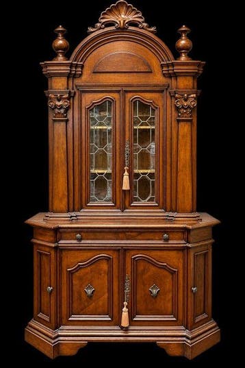 Vitrinekast - massief walnotenhout - Boekenkast - vitrine