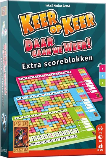 Keer op Keer - Scoreblok Level 5/6/7 (3 stuks) | 999 Games -, Verzenden, Nieuw
