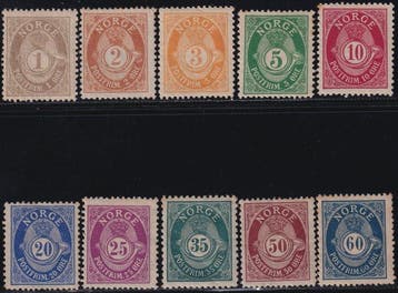 Noorwegen 1893 - Romantische lettertypen serie van 10, Gestempeld