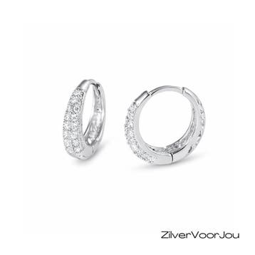 Zilveren huggie hoops sparkling, Verzenden, Nieuw, Zilver
