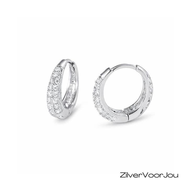 Zilveren huggie hoops sparkling, Sieraden, Tassen en Uiterlijk, Oorbellen, Nieuw, Verzenden
