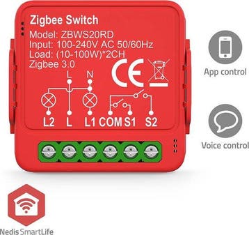 Zigbee Schakelaar inbouw - Dubbele schakelaar  - Inc. App -, Verzenden, Zo goed als nieuw