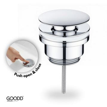 Wastafelplug - Afvoerplug - Universeel Push Open - Chroom, Doe-het-zelf en Verbouw, Ophalen of Verzenden, Nieuw, Rvs