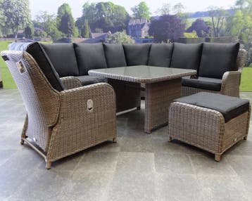 Bilbao hoek dining loungeset 6 delig grijs, Tuin en Terras, Ophalen of Verzenden, Nieuw, Wicker
