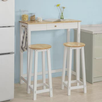 Compacte Bartafel Set met 2 Krukken, Lade en Haken - Ideaal, Verzenden, Nieuw