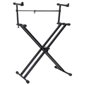 vidaXL Keyboardstandaard X-frame dubbel versterkt zwart, Verzenden, Nieuw