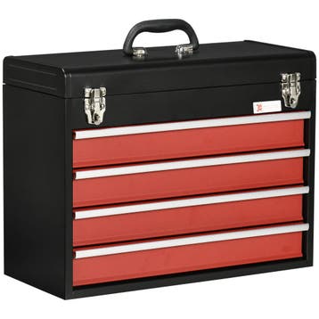TRUUSK Gereedschapskoffer 4 Laden - Staal - Zwart/Rood - Met, Verzenden, Nieuw