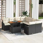 vidaXL Tuin Sofa Set met opslag 9 pcs Zwart Poly riet, Verzenden, Nieuw, Rotan