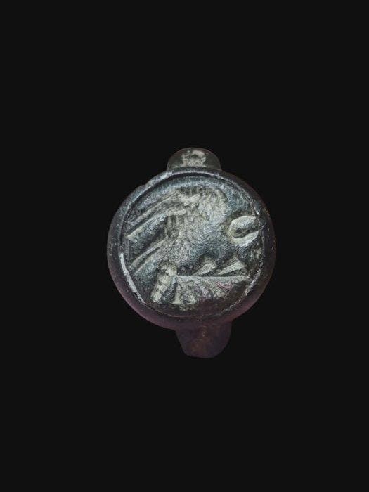Oud-Romeins Bronze Stunning Military Eagle Seal Ring, Sieraden, Tassen en Uiterlijk, Antieke sieraden