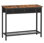 Landelijke Consoletafel Zwart en Vintage Bruin Hout – 100cm, Verzenden