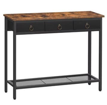 Landelijke Consoletafel Zwart en Vintage Bruin Hout – 100cm, Antiek en Kunst, Antiek | Meubels | Tafels, Verzenden